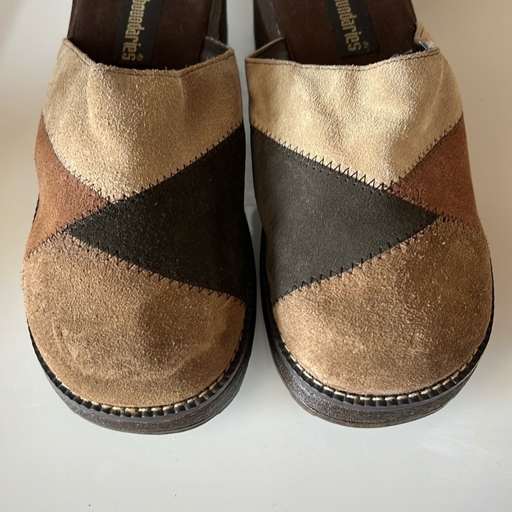 Vintage Y2K No Boundaries Suede Patch Mules. Brown Earth Tones Hippie 2.5 Youth - Picture 2 of 8
